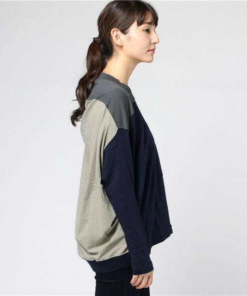 mercibeaucoup,（メルシーボークー）の「Ｂ：マルマルの合わせ②（Tシャツ/カットソー・レディース・カーキ/ネイビー・01）」の5枚目の写真