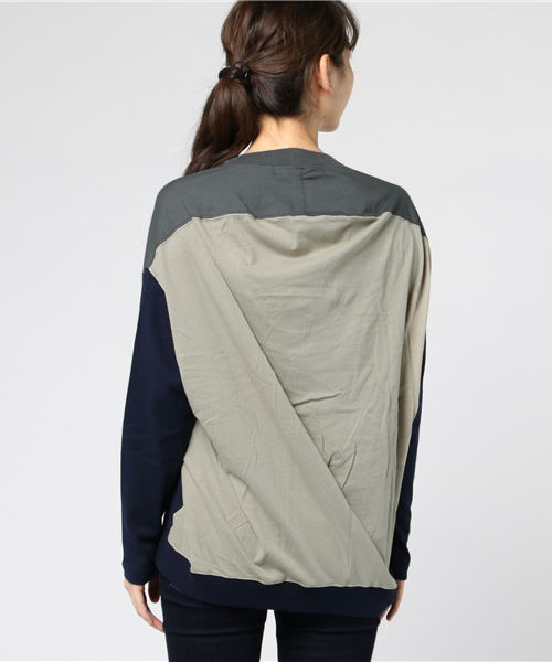 mercibeaucoup,（メルシーボークー）の「Ｂ：マルマルの合わせ②（Tシャツ/カットソー・レディース・カーキ/ネイビー・01）」の3枚目の写真