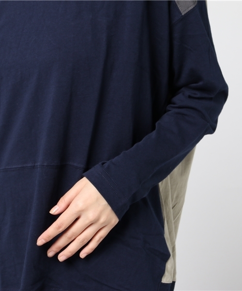 mercibeaucoup,（メルシーボークー）の「Ｂ：マルマルの合わせ②（Tシャツ/カットソー・レディース・カーキ/ネイビー・01）」の6枚目の写真