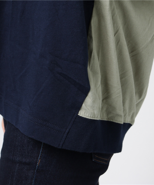 mercibeaucoup,（メルシーボークー）の「Ｂ：マルマルの合わせ②（Tシャツ/カットソー・レディース・カーキ/ネイビー・01）」の4枚目の写真