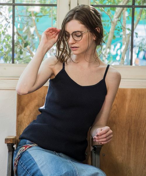 Emma Taylor（エマテイラー）の「リブニットキャミソール（キャミソール・レディース・ネイビー/オフホワイト/キャメル/モカ・FREE）」の11枚目の写真