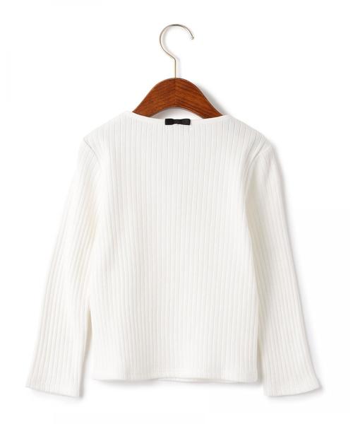 green label relaxing(グリーンレーベルリラクシング)の「ハリヌキ バックリボン プルオーバーロングスリーブ ◆(Tシャツ/カットソー・キッズ・オフホワイト・125/115/135/105/95)」の2枚目の写真