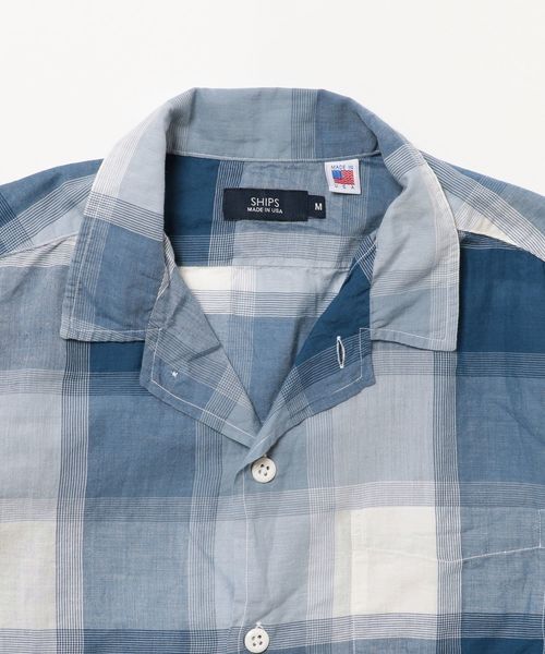 SHIPS(シップス)の「SC: MADE IN USA チェック オープンカラー シャツ□(シャツ/ブラウス・メンズ・ベージュ/ネイビー・SMALL/MEDIUM/LARGE/X-LARGE)」の4枚目の写真