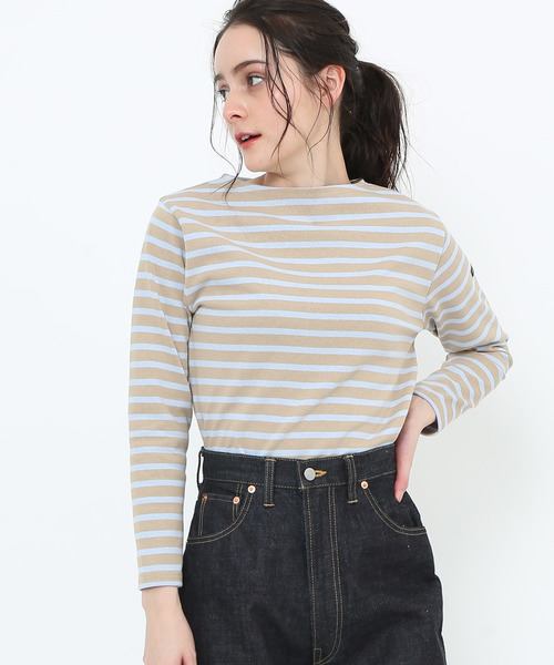 SAINT JAMESトップス セントジェームス ドロップショルダー 7分袖 ボートネック T