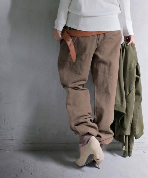 antiqua(アンティカ)の「otonaリブパンツ(その他パンツ・レディース・ブラック/モカ・FREE)」の3枚目の写真