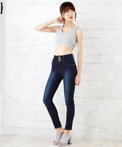 Girly Doll(ガーリードール)の「定番ハイウエストストレッチスキニーデニムパンツ(デニムパンツ・レディース・サックスブルー/ダークブルー/ダークネイビー/ダークインディゴブルー・XXS/LL/L/XS/M/S)」の7枚目の写真