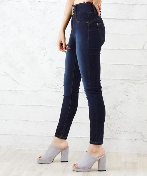 Girly Doll(ガーリードール)の「定番ハイウエストストレッチスキニーデニムパンツ(デニムパンツ・レディース・サックスブルー/ダークブルー/ダークネイビー/ダークインディゴブルー・XXS/LL/L/XS/M/S)」の5枚目の写真