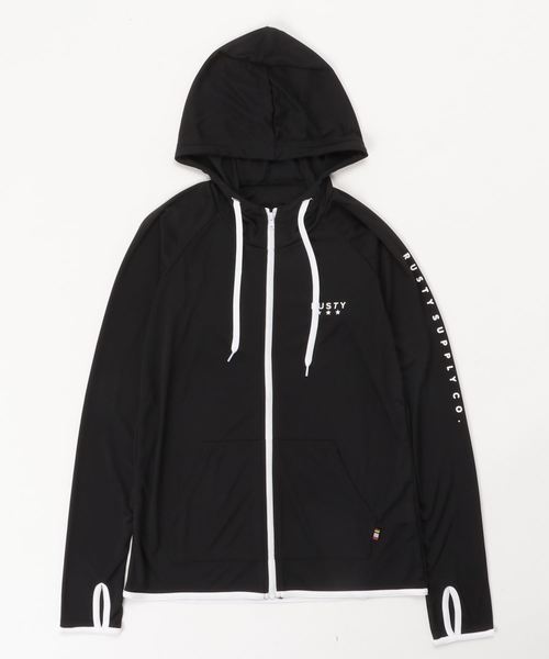 新品★RUSTYラスティ 長袖UPF50+フード付ラッシュガード XL白621