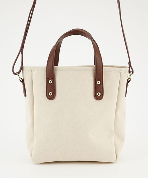 AZUL by moussy（アズールバイマウジー）の「合皮コンビキャンバスミニトートバッグ（ショルダーバッグ・レディース・ブラック/オフホワイト・FREE）」の9枚目の写真