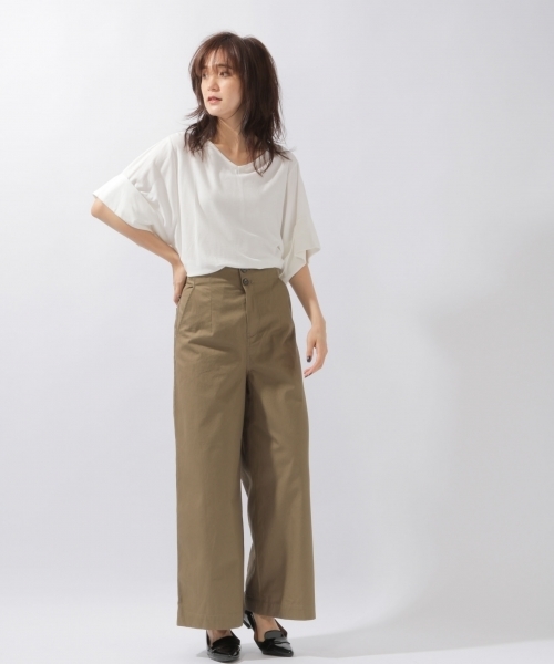 laboratory work（ラボラトリーワーク）の「カットターンバックプルオーバー（Tシャツ/カットソー・レディース・ホワイト/ブラウン/パープル・MEDIUM）」の4枚目の写真