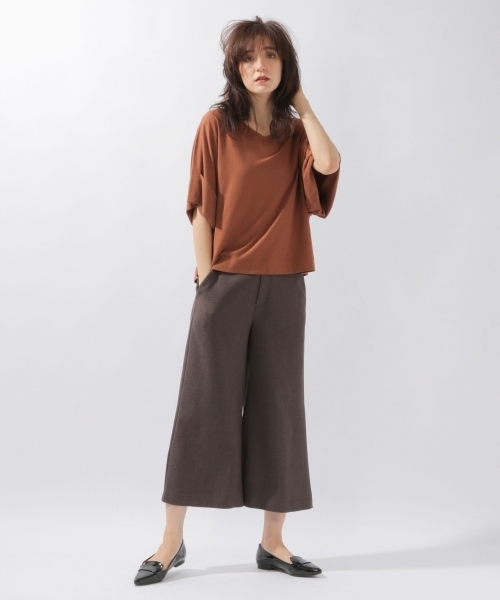 laboratory work（ラボラトリーワーク）の「カットターンバックプルオーバー（Tシャツ/カットソー・レディース・ホワイト/ブラウン/パープル・MEDIUM）」の5枚目の写真