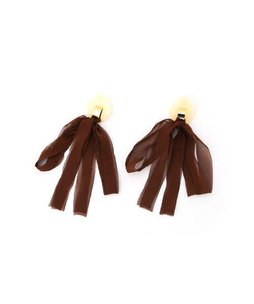 marjour（マージュール）の「CHIFFON RIBON PIERCE/EARRING（ピアス（両耳用）・レディース・ブラウン/キャメル/ブラウン系その他/イエロー系その他・ﾌﾘ-）」の8枚目の写真