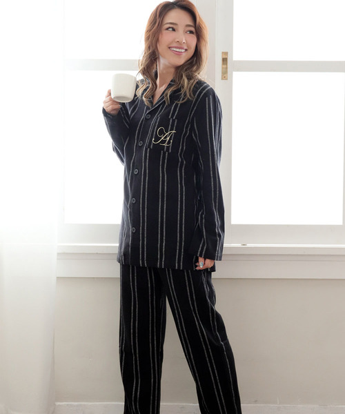 aimerfeel（エメフィール）の「綿100% ネルシャツ パジャマ 長袖 上下セット (男女兼用サイズ)（ルームウェア/パジャマ・レディース・ブラック/ネイビー/レッド/グリーン/ダークブルー/セージグリーン/クリアレッド/ダークネイビー/ボルドー/杢グレー/サックスブルー/バーガンディー/ピンク/ワイン/チャコールグレー/ダークグリーン系/サーモンピンク/ピンクベージュ/グレイッシュブルー/ロイヤルブルー・MEDIUM/LARGE/X-LARGE/SMALL）」の2枚目の写真