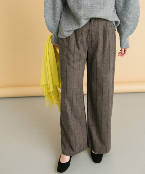 Urban Research Rosso Women アーバンリサーチ ロッソ の ウールヘリンボーンワイドパンツ その他パンツ Wear