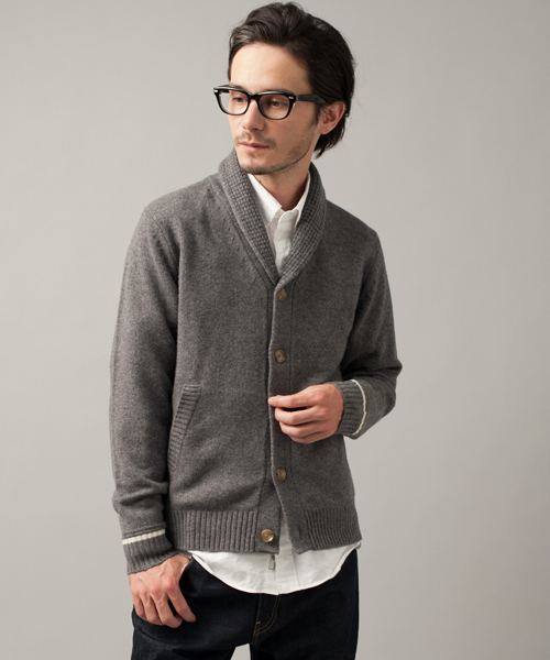 green label relaxing（グリーンレーベルリラクシング）の「◎LAMB SHAWL カーディガン 7G（カーディガン/ボレロ・メンズ・グレー/ダークグリーン/ネイビー/オレンジ・X-SMALL/SMALL/MEDIUM/LARGE/X-LARGE）」の2枚目の写真