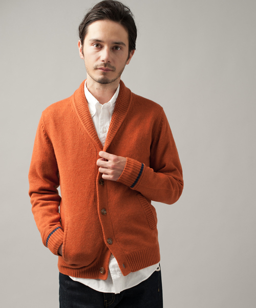 green label relaxing（グリーンレーベルリラクシング）の「◎LAMB SHAWL カーディガン 7G（カーディガン/ボレロ・メンズ・グレー/ダークグリーン/ネイビー/オレンジ・X-SMALL/SMALL/MEDIUM/LARGE/X-LARGE）」の4枚目の写真