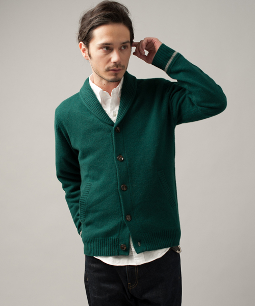 green label relaxing（グリーンレーベルリラクシング）の「◎LAMB SHAWL カーディガン 7G（カーディガン/ボレロ・メンズ・グレー/ダークグリーン/ネイビー/オレンジ・X-SMALL/SMALL/MEDIUM/LARGE/X-LARGE）」の3枚目の写真
