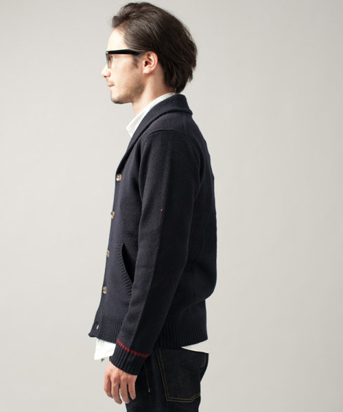 green label relaxing（グリーンレーベルリラクシング）の「◎LAMB SHAWL カーディガン 7G（カーディガン/ボレロ・メンズ・グレー/ダークグリーン/ネイビー/オレンジ・X-SMALL/SMALL/MEDIUM/LARGE/X-LARGE）」の5枚目の写真