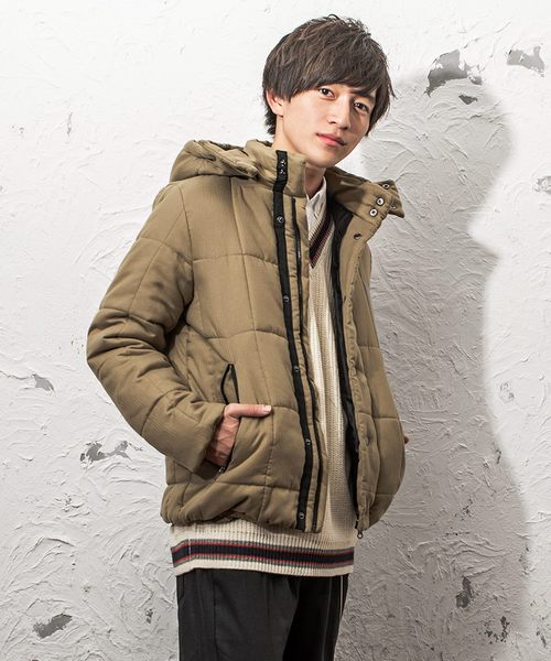 MinoriTY（マイノリティ）の「ウールタッチキルティング中綿ブルゾン（ダウンジャケット/コート・メンズ・ライトグレー/ブラック/ベージュ/ネイビー・M/L/XL）」の3枚目の写真