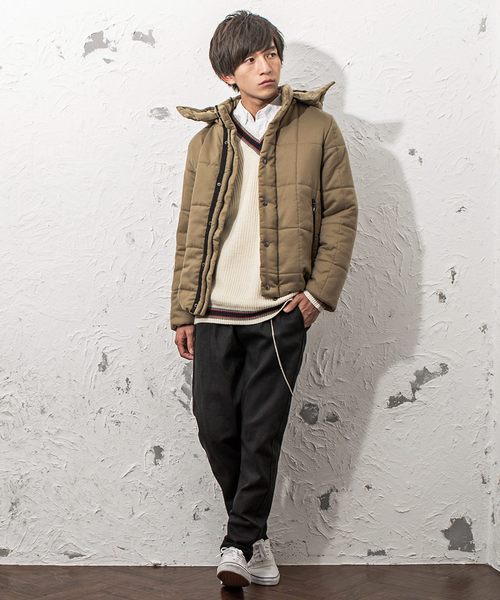 MinoriTY（マイノリティ）の「ウールタッチキルティング中綿ブルゾン（ダウンジャケット/コート・メンズ・ライトグレー/ブラック/ベージュ/ネイビー・M/L/XL）」の5枚目の写真