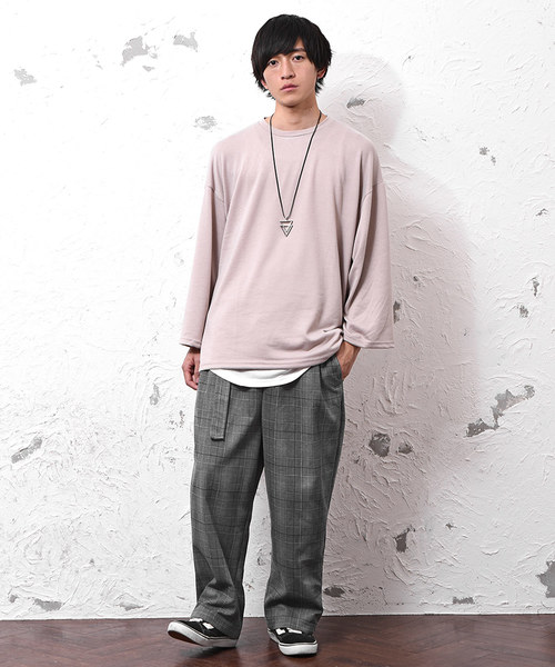 MinoriTY（マイノリティ）の「ベルト付きチェックワイドパンツ（その他パンツ・メンズ・ベージュ/ネイビー/グレー・M/L）」の12枚目の写真