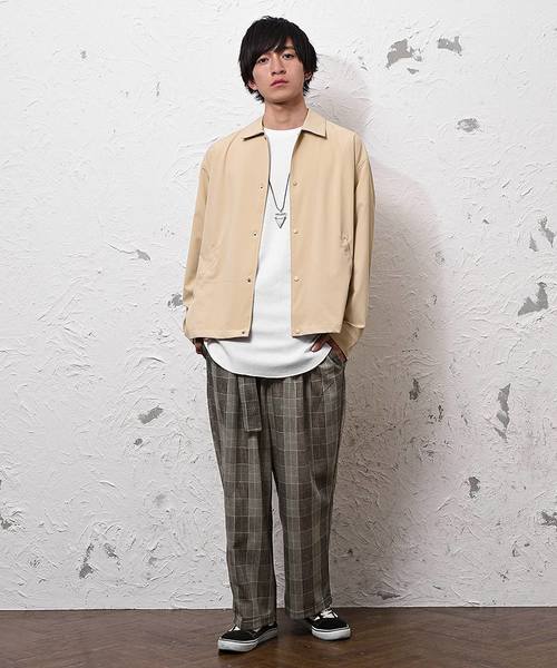 MinoriTY（マイノリティ）の「ベルト付きチェックワイドパンツ（その他パンツ・メンズ・ベージュ/ネイビー/グレー・M/L）」の10枚目の写真