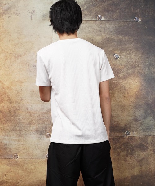 おしゃれスタ(オシャレスタ)の「ランダムテレコストライプVネック半袖カットソー(SS)(Tシャツ/カットソー・メンズ・ホワイト/グレー/ネイビー・M/L)」の10枚目の写真