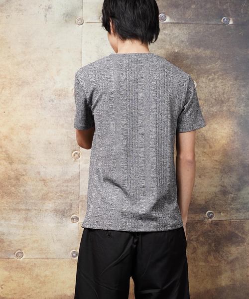 おしゃれスタ(オシャレスタ)の「ランダムテレコストライプVネック半袖カットソー(SS)(Tシャツ/カットソー・メンズ・ホワイト/グレー/ネイビー・M/L)」の12枚目の写真
