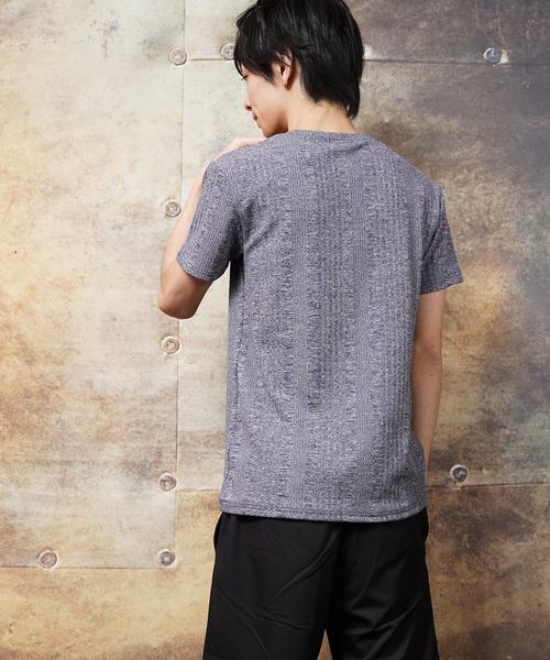 おしゃれスタ(オシャレスタ)の「ランダムテレコストライプVネック半袖カットソー(SS)(Tシャツ/カットソー・メンズ・ホワイト/グレー/ネイビー・M/L)」の14枚目の写真