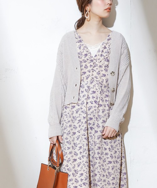 natural couture（ナチュラルクチュール）の「テープヤーンショートカーデ（カーディガン/ボレロ・レディース・アイボリー/グレイッシュベージュ/サーモンピンク・FREE）」の3枚目の写真