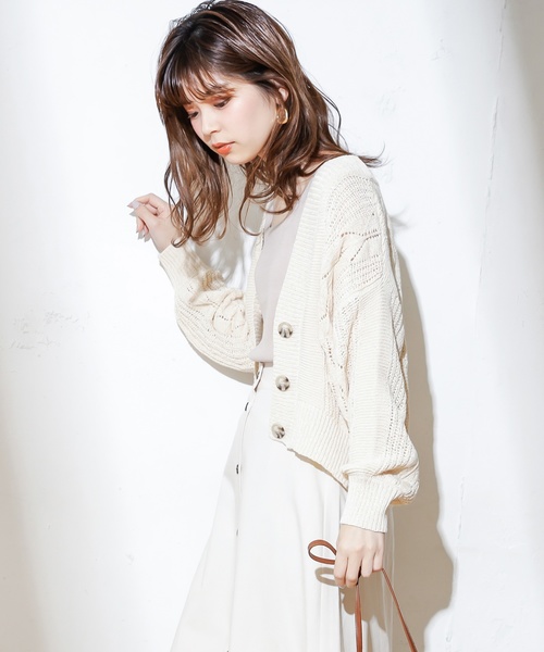 natural couture（ナチュラルクチュール）の「テープヤーンショートカーデ（カーディガン/ボレロ・レディース・アイボリー/グレイッシュベージュ/サーモンピンク・FREE）」の17枚目の写真