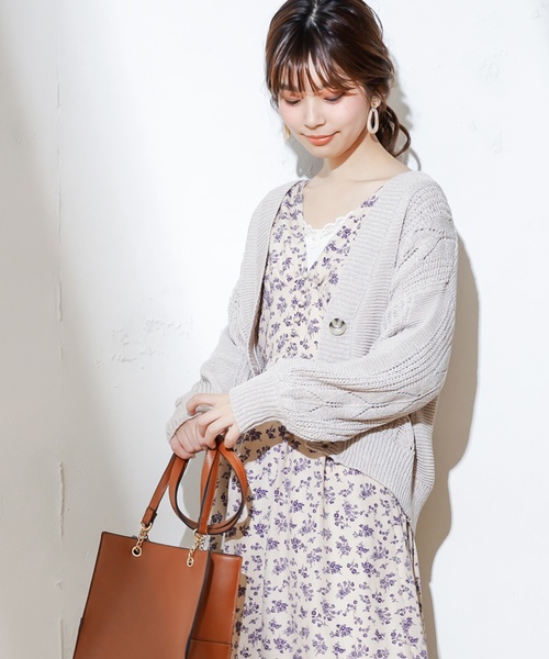 natural couture（ナチュラルクチュール）の「テープヤーンショートカーデ（カーディガン/ボレロ・レディース・アイボリー/グレイッシュベージュ/サーモンピンク・FREE）」の12枚目の写真