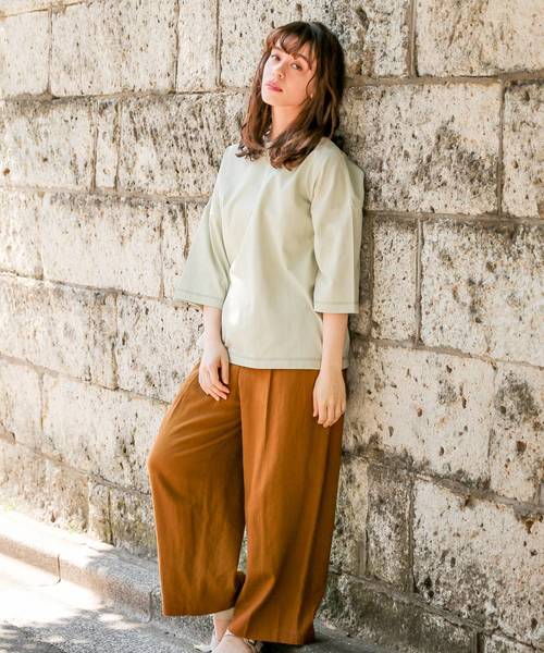 niko and...（ニコアンド）の「チビハイネックビッグプルオーバー（Tシャツ/カットソー・レディース・ライトグリーン/チャコール/ブラウン/オフホワイト・FREE）」の7枚目の写真