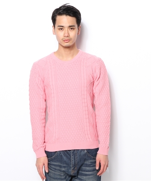 SHIPS(シップス)の「SC: コットン/9ゲージ クルーネック ランダム/アランニット(ニット/セーター・メンズ・グレー/ブラウン/ピンク/グリーン/ブルー/ネイビー/ダークブルー/ホワイト/ロイヤルブルー・LARGE/MEDIUM/X-LARGE/SMALL)」の18枚目の写真