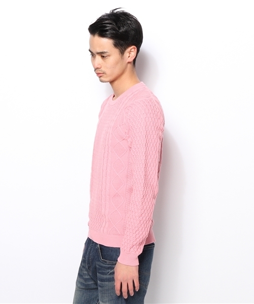 SHIPS(シップス)の「SC: コットン/9ゲージ クルーネック ランダム/アランニット(ニット/セーター・メンズ・グレー/ブラウン/ピンク/グリーン/ブルー/ネイビー/ダークブルー/ホワイト/ロイヤルブルー・LARGE/MEDIUM/X-LARGE/SMALL)」の19枚目の写真