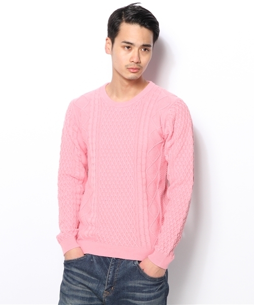 SHIPS(シップス)の「SC: コットン/9ゲージ クルーネック ランダム/アランニット(ニット/セーター・メンズ・グレー/ブラウン/ピンク/グリーン/ブルー/ネイビー/ダークブルー/ホワイト/ロイヤルブルー・LARGE/MEDIUM/X-LARGE/SMALL)」の13枚目の写真