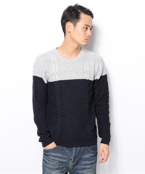 SHIPS(シップス)の「SC: コットン/9ゲージ クルーネック ランダム/アランニット(ニット/セーター・メンズ・グレー/ブラウン/ピンク/グリーン/ブルー/ネイビー/ダークブルー/ホワイト/ロイヤルブルー・LARGE/MEDIUM/X-LARGE/SMALL)」の14枚目の写真