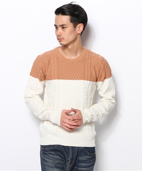 SHIPS(シップス)の「SC: コットン/9ゲージ クルーネック ランダム/アランニット(ニット/セーター・メンズ・グレー/ブラウン/ピンク/グリーン/ブルー/ネイビー/ダークブルー/ホワイト/ロイヤルブルー・LARGE/MEDIUM/X-LARGE/SMALL)」の15枚目の写真