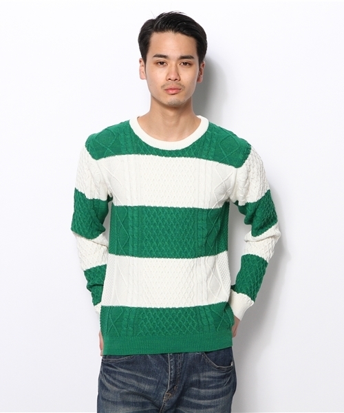 SHIPS(シップス)の「SC: コットン/9ゲージ クルーネック ランダム/アランニット(ニット/セーター・メンズ・グレー/ブラウン/ピンク/グリーン/ブルー/ネイビー/ダークブルー/ホワイト/ロイヤルブルー・LARGE/MEDIUM/X-LARGE/SMALL)」の10枚目の写真