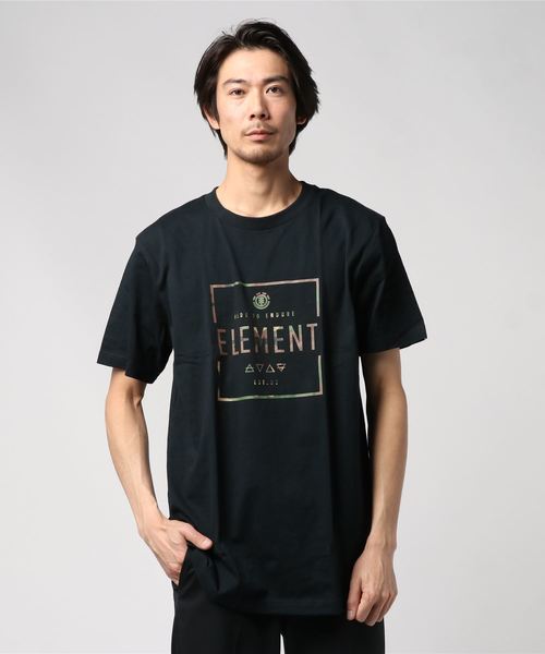 ELEMENT(エレメント)の「半袖Tシャツ ELEMENT SQUARE LOGO AJ021-218(Tシャツ/カットソー・メンズ・ホワイト/ブラック/ライトピンク・M/L/XL)」の1枚目の写真