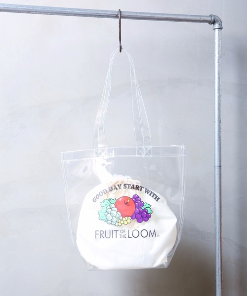 Fruit Of The Loom フルーツオブザルーム Zozo限定クリアトートバッグ ナイロンバック ブランドロゴ 巾着付き