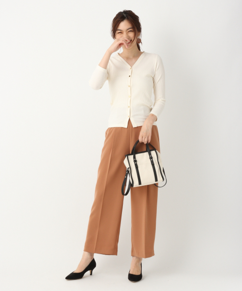 GLOBAL WORK（グローバルワーク）の「BEAUTEEリブカーディガン9分袖/846108（カーディガン/ボレロ・レディース・オフホワイト/ワインレッド/ダークグレー・LARGE/MEDIUM）」の4枚目の写真