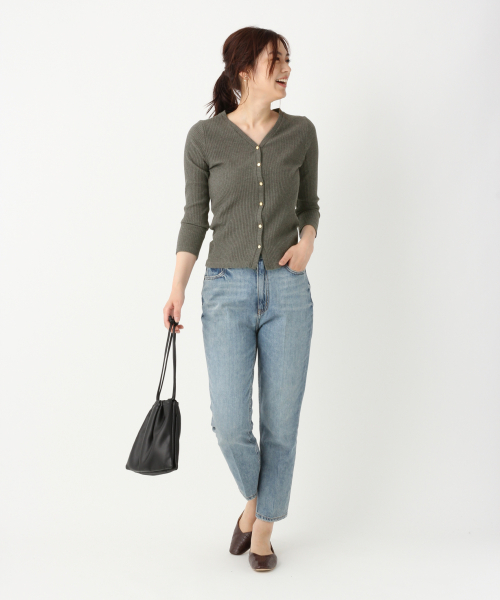 GLOBAL WORK（グローバルワーク）の「BEAUTEEリブカーディガン9分袖/846108（カーディガン/ボレロ・レディース・オフホワイト/ワインレッド/ダークグレー・LARGE/MEDIUM）」の5枚目の写真