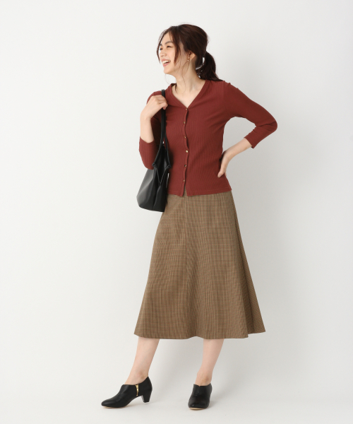 GLOBAL WORK（グローバルワーク）の「BEAUTEEリブカーディガン9分袖/846108（カーディガン/ボレロ・レディース・オフホワイト/ワインレッド/ダークグレー・LARGE/MEDIUM）」の6枚目の写真