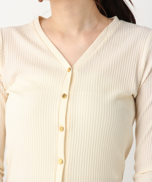 GLOBAL WORK（グローバルワーク）の「BEAUTEEリブカーディガン9分袖/846108（カーディガン/ボレロ・レディース・オフホワイト/ワインレッド/ダークグレー・LARGE/MEDIUM）」の9枚目の写真