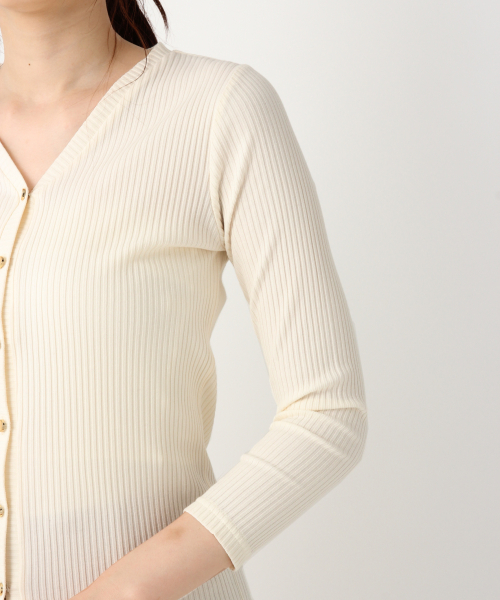 GLOBAL WORK（グローバルワーク）の「BEAUTEEリブカーディガン9分袖/846108（カーディガン/ボレロ・レディース・オフホワイト/ワインレッド/ダークグレー・LARGE/MEDIUM）」の10枚目の写真