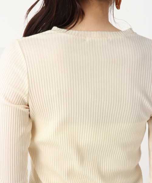 GLOBAL WORK（グローバルワーク）の「BEAUTEEリブカーディガン9分袖/846108（カーディガン/ボレロ・レディース・オフホワイト/ワインレッド/ダークグレー・LARGE/MEDIUM）」の12枚目の写真