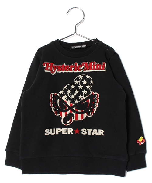 HYSTERIC MINI（ヒステリックミニ）の「BABY Rolling star mini & stripes　スーパーストレッチトレーナー（スウェット・キッズ・ブラック/グレー・90）」の2枚目の写真