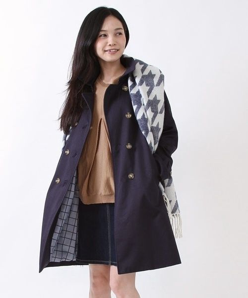 coen(コーエン)の「サテントレンチコート(トレンチコート・レディース・ベージュ/ネイビー・MEDIUM/LARGE)」の1枚目の写真