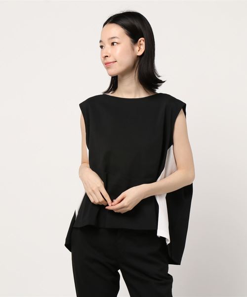 miniyu（ミニュウ）の「BLANC BASQUE/ワイドクルー/NノースリーブP/O（Tシャツ/カットソー・レディース・グレー/ブラック/サックスブルー/ホワイト・38）」の2枚目の写真